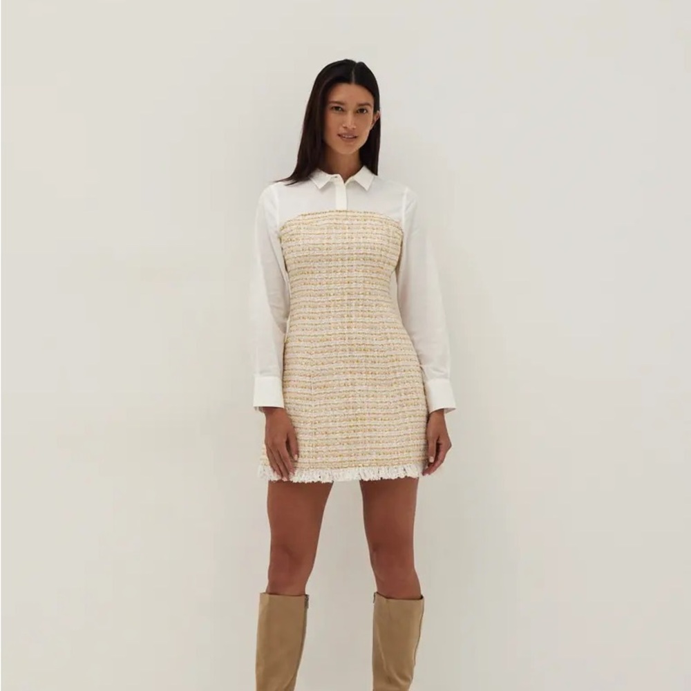 Tweed Cotton A-line Mini Dress